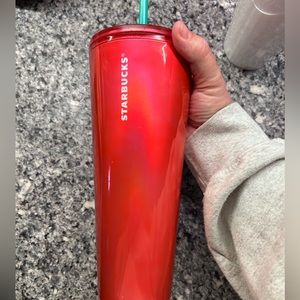 Starbucks tumbler red and green